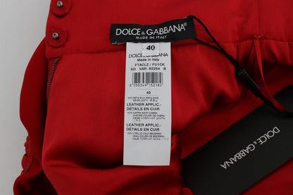 Dolce & Gabbana Glamorous Red Silk Floral Embroidered Shorts - Sandy Store ByNet