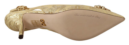 Dolce & Gabbana Gleaming Gold Crystal Slingback Heels - Sandy Store ByNet