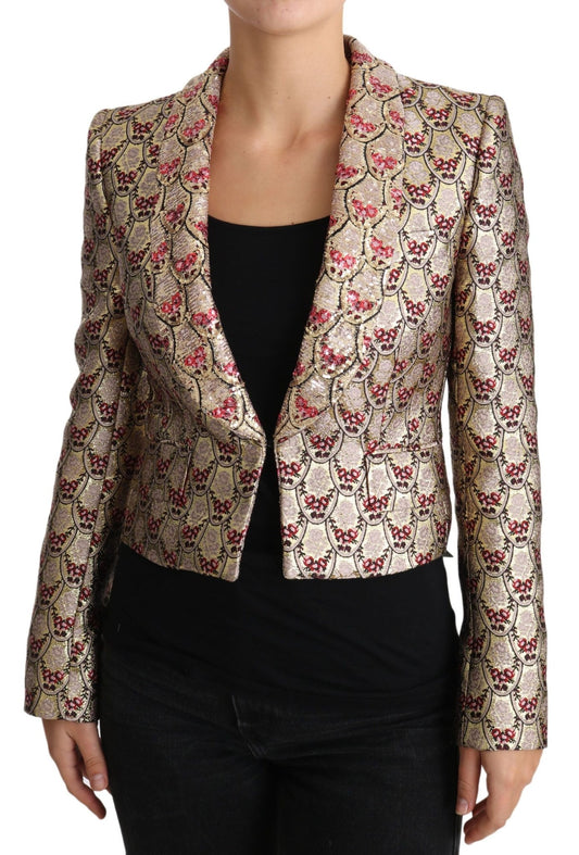 Dolce & Gabbana Glittering Gold Floral Sequined Blazer Jacket - Sandy Store ByNet