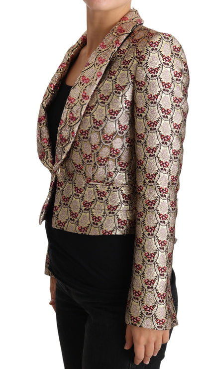 Dolce & Gabbana Glittering Gold Floral Sequined Blazer Jacket - Sandy Store ByNet