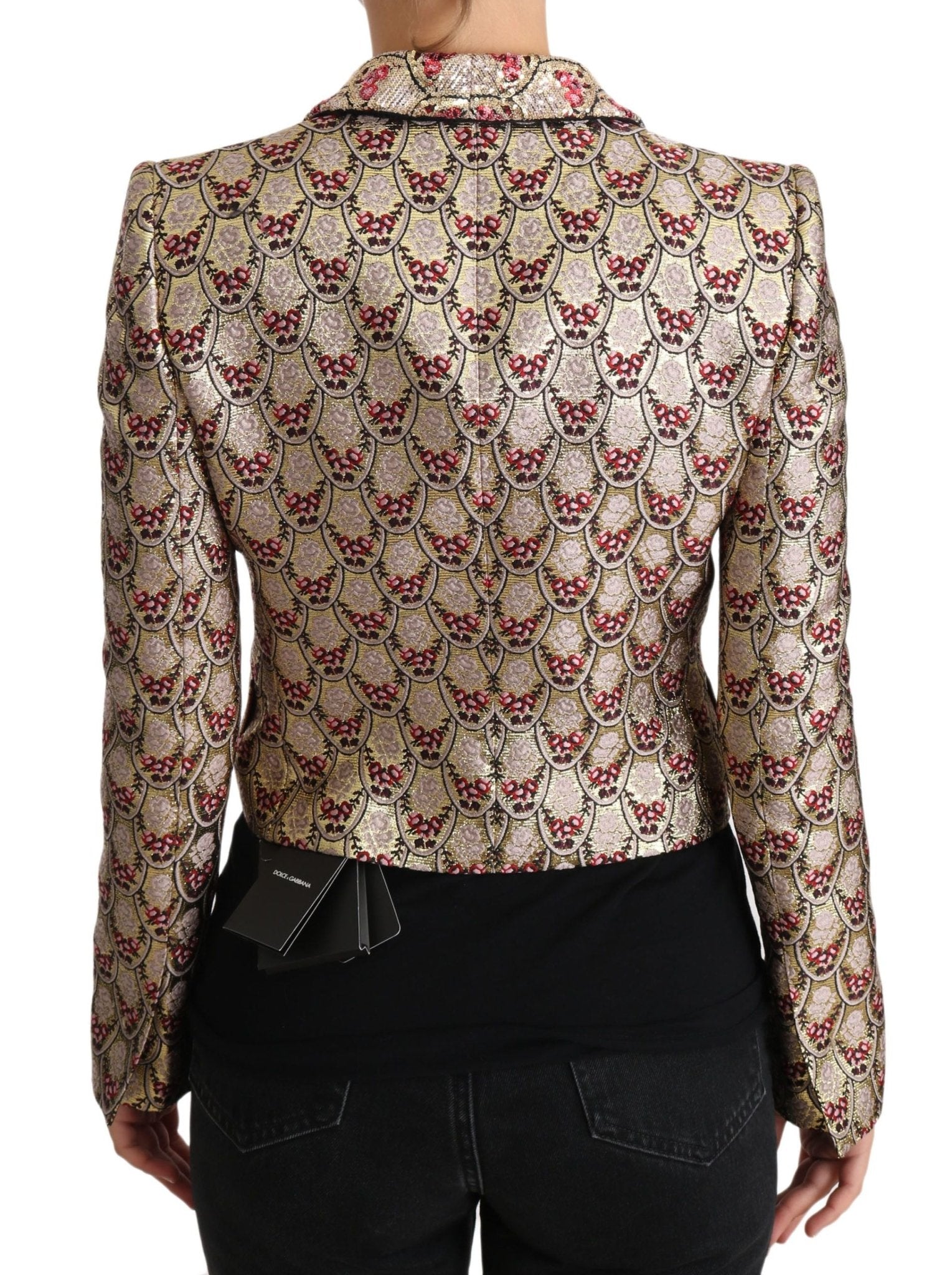 Dolce & Gabbana Glittering Gold Floral Sequined Blazer Jacket - Sandy Store ByNet