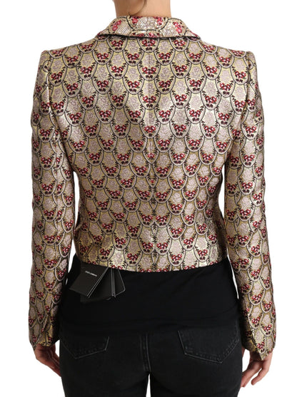 Dolce & Gabbana Glittering Gold Floral Sequined Blazer Jacket - Sandy Store ByNet
