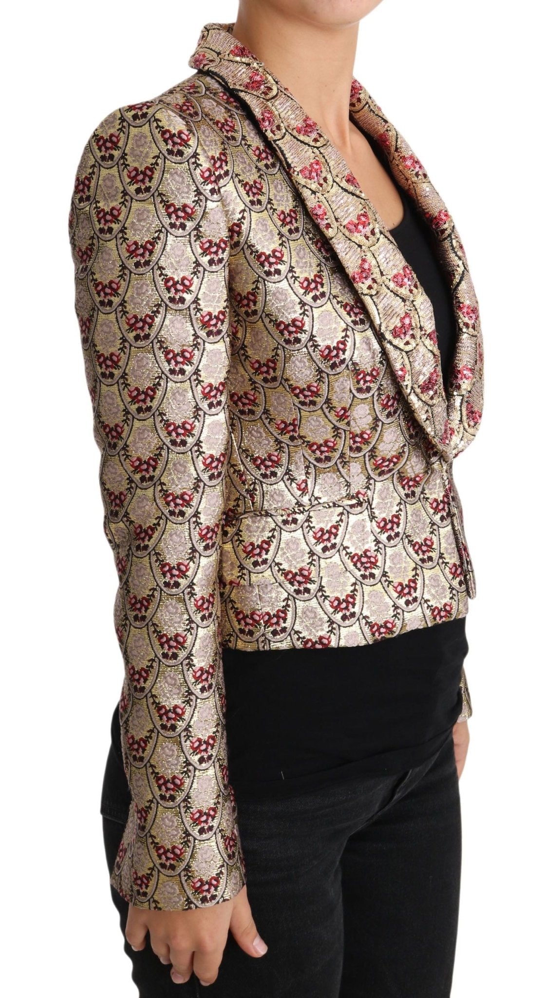 Dolce & Gabbana Glittering Gold Floral Sequined Blazer Jacket - Sandy Store ByNet
