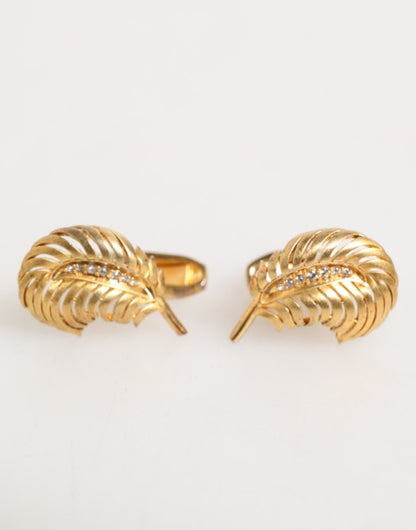 Dolce & Gabbana Gold 925 Sterling Silver Crystal Leaf Accessory Cufflink – par Dolce & Gabbana | Disponible sur Sandy Store ByNet