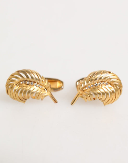 Dolce & Gabbana Gold 925 Sterling Silver Crystal Leaf Accessory Cufflink – par Dolce & Gabbana | Disponible sur Sandy Store ByNet