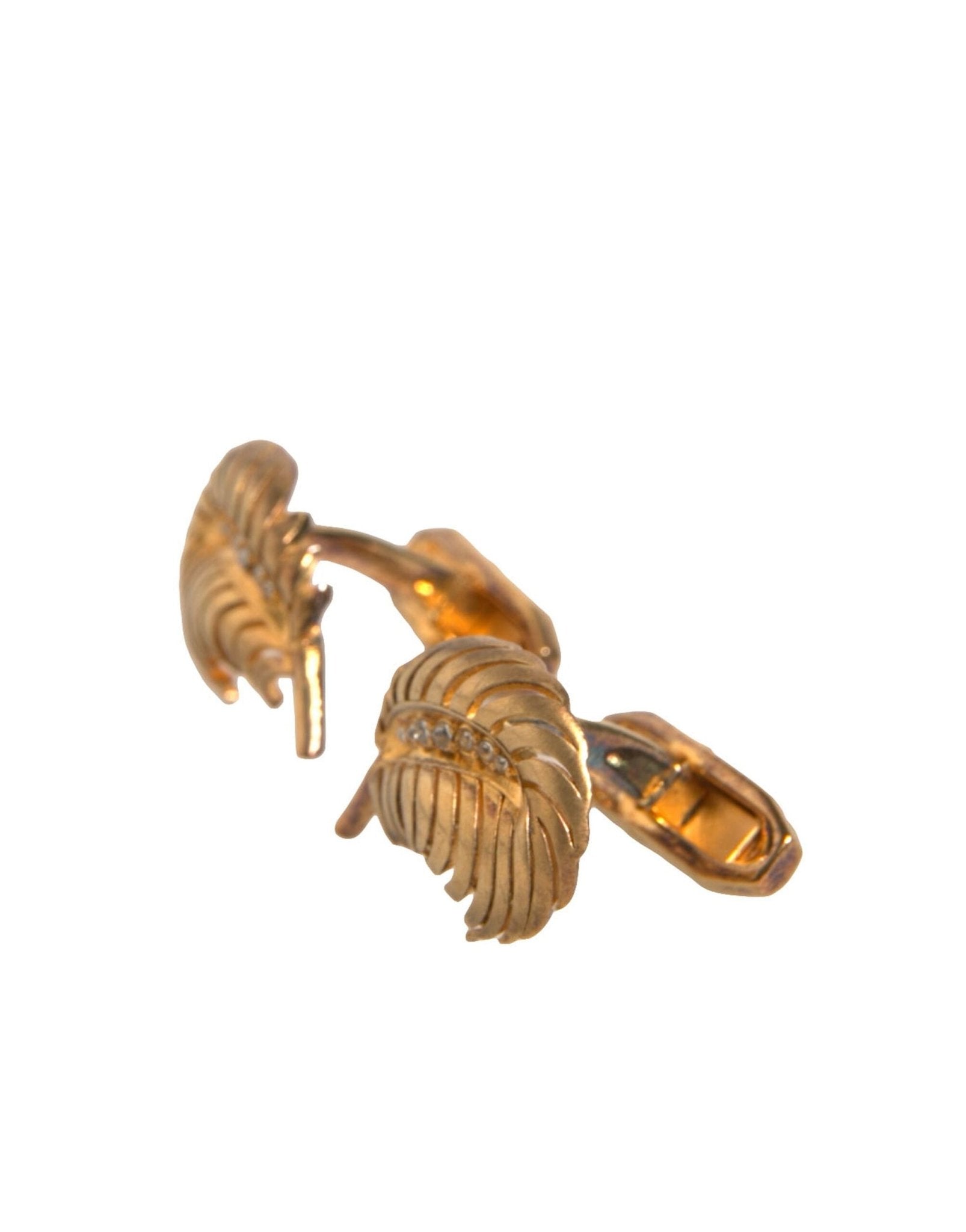 Dolce & Gabbana Gold 925 Sterling Silver Crystal Leaf Cufflink - Sandy Store ByNet