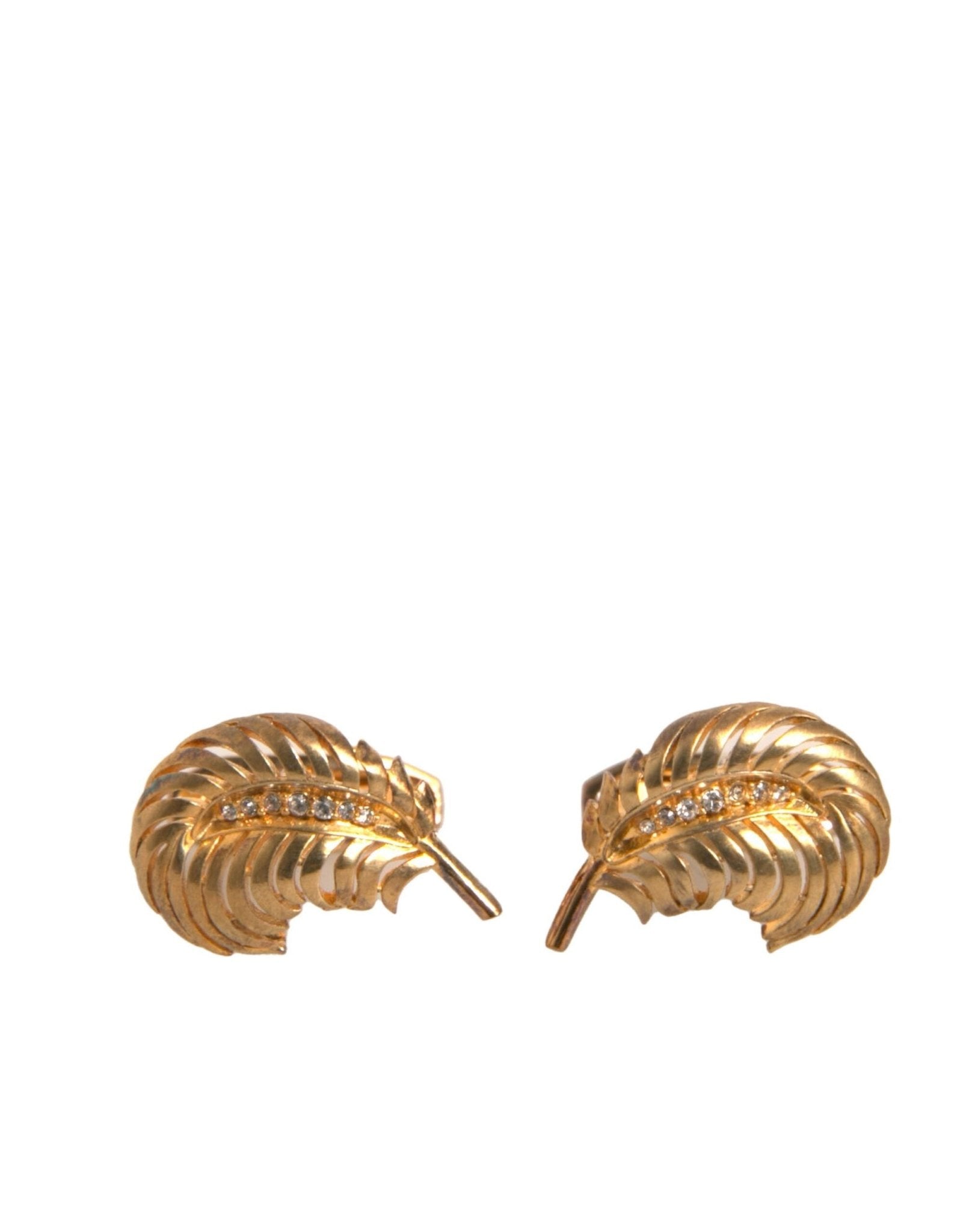 Dolce & Gabbana Gold 925 Sterling Silver Crystal Leaf Cufflink - Sandy Store ByNet