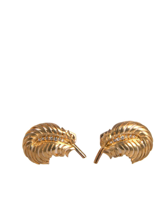 Dolce & Gabbana Gold 925 Sterling Silver Crystal Leaf Cufflink - Sandy Store ByNet