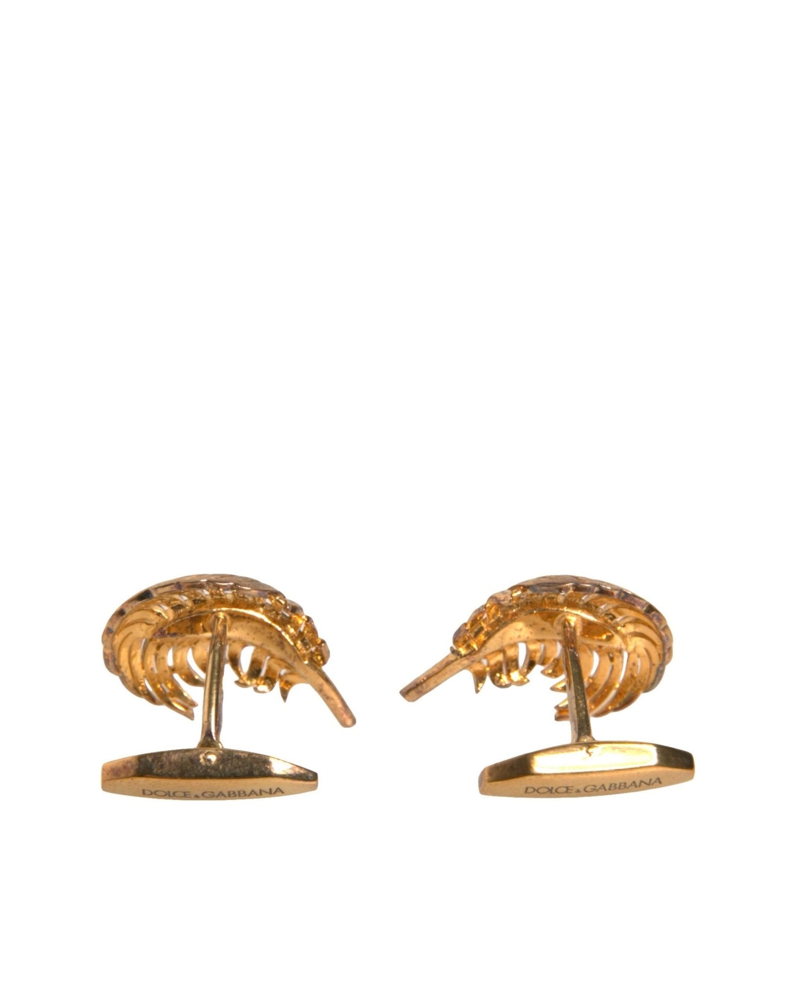 Dolce & Gabbana Gold 925 Sterling Silver Crystal Leaf Cufflink - Sandy Store ByNet
