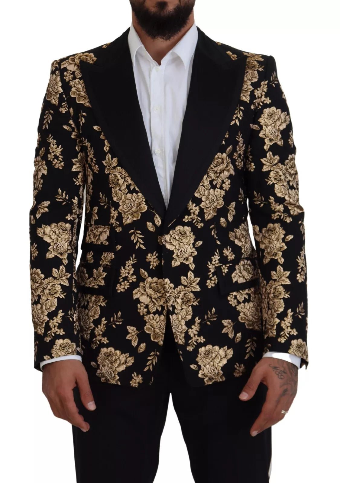 Dolce & Gabbana Gold Black Floral Embroidered Jacket Blazer – IT48 | M par Dolce & Gabbana | Disponible sur Sandy Store ByNet