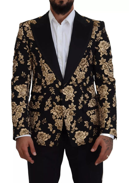 Dolce & Gabbana Gold Black Floral Embroidered Jacket Blazer – IT48 | M par Dolce & Gabbana | Disponible sur Sandy Store ByNet