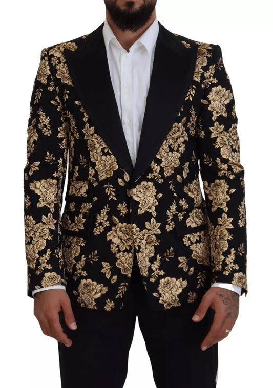 Dolce & Gabbana Gold Black Floral Embroidered Jacket Blazer – IT48 | M par Dolce & Gabbana | Disponible sur Sandy Store ByNet