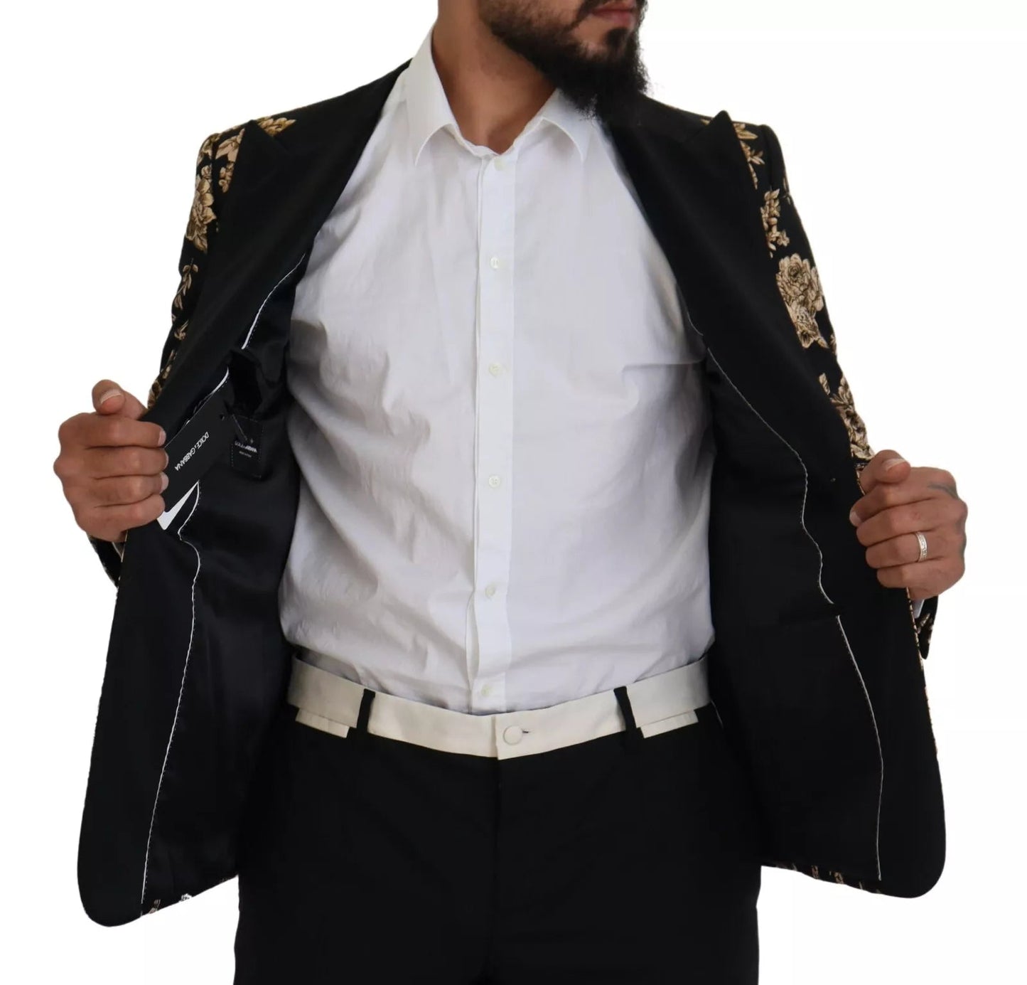 Dolce & Gabbana Gold Black Floral Embroidered Jacket Blazer – IT48 | M par Dolce & Gabbana | Disponible sur Sandy Store ByNet