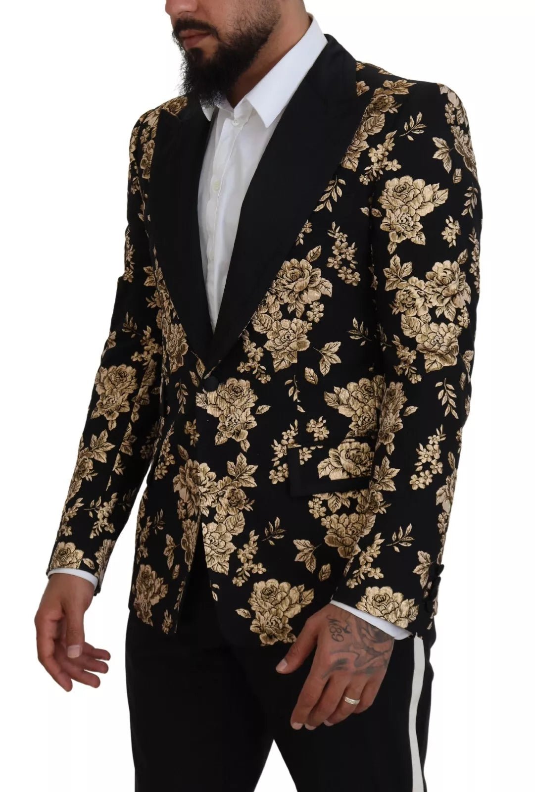 Dolce & Gabbana Gold Black Floral Embroidered Jacket Blazer – IT48 | M par Dolce & Gabbana | Disponible sur Sandy Store ByNet