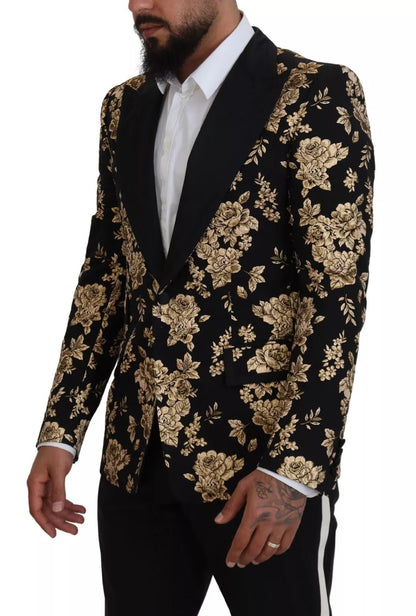 Dolce & Gabbana Gold Black Floral Embroidered Jacket Blazer – IT48 | M par Dolce & Gabbana | Disponible sur Sandy Store ByNet
