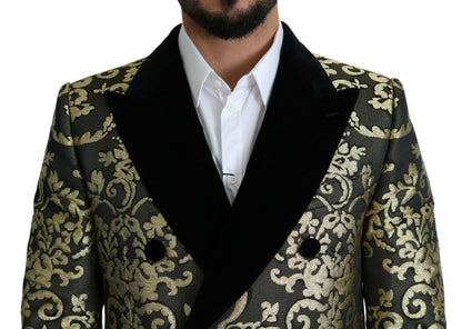 Dolce & Gabbana Gold Black Sicilia Jacquard Double - Breasted Coat - Sandy Store ByNet