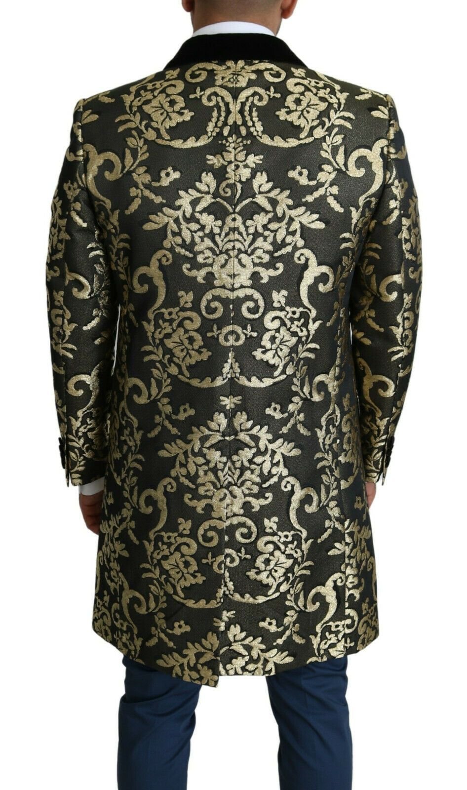 Dolce & Gabbana Gold Black Sicilia Jacquard Double - Breasted Coat - Sandy Store ByNet