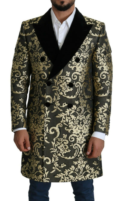 Dolce & Gabbana Gold Black Sicilia Jacquard Double - Breasted Coat - Sandy Store ByNet