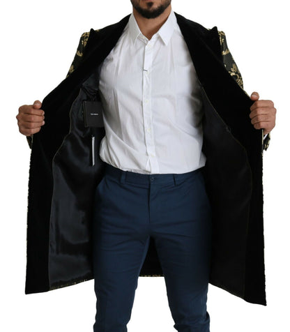 Dolce & Gabbana Gold Black Sicilia Jacquard Double - Breasted Coat - Sandy Store ByNet