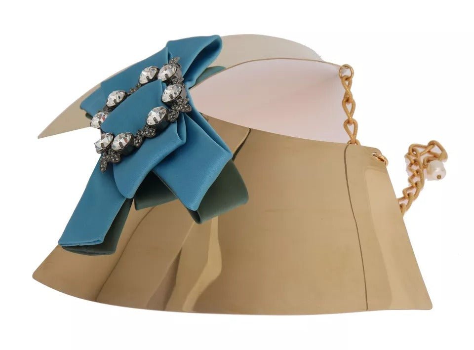 Dolce & Gabbana Gold Bow Crystal Embellished Runway Collar Necklace - Sandy Store ByNet