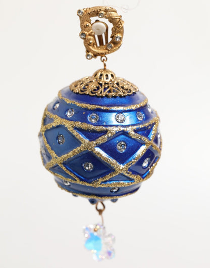 Dolce & Gabbana Gold Brass Blue Christmas Ball Crystal Drop Clip On Earrings – par Dolce & Gabbana | Disponible sur Sandy Store ByNet