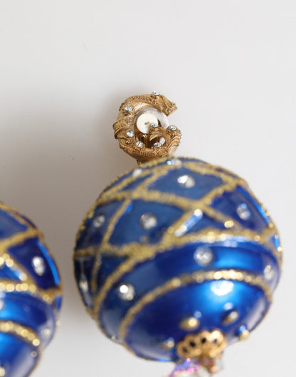 Dolce & Gabbana Gold Brass Blue Christmas Ball Crystal Drop Clip On Earrings – par Dolce & Gabbana | Disponible sur Sandy Store ByNet