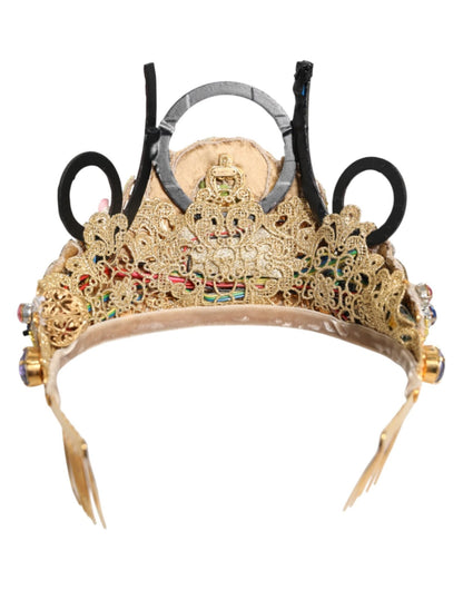 Dolce & Gabbana Gold Brass Crystal Embellished Headpiece Crown Diadem Tiara – par Dolce & Gabbana | Disponible sur Sandy Store ByNet