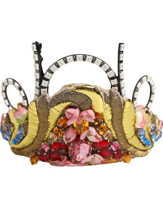 Dolce & Gabbana Gold Brass Crystal Embellished Headpiece Crown Diadem Tiara – par Dolce & Gabbana | Disponible sur Sandy Store ByNet