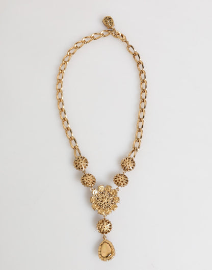 Dolce & Gabbana Gold Brass Crystal Pearl Purple Floral Pendant Jewelry Necklace – par Dolce & Gabbana | Disponible sur Sandy Store ByNet