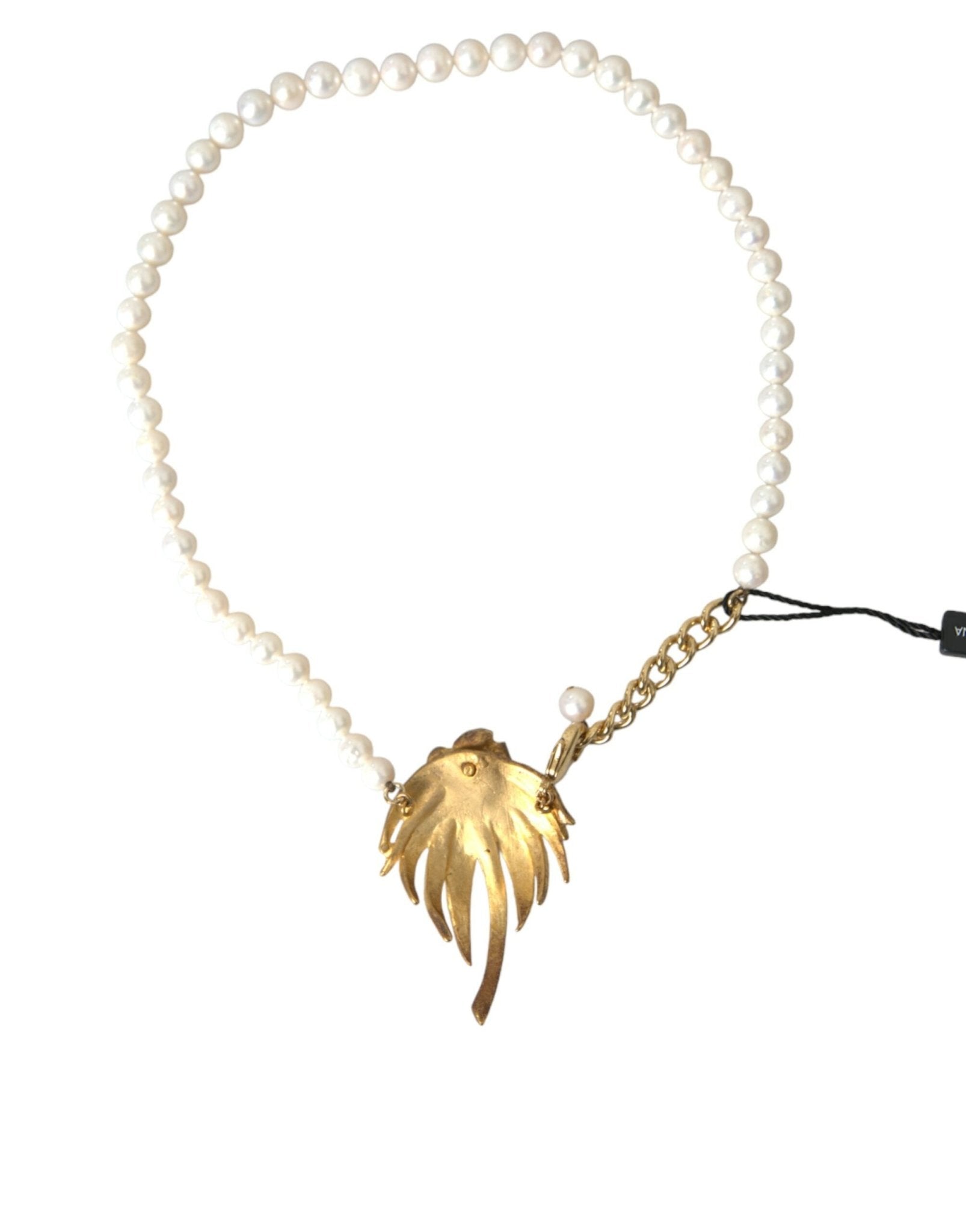 Dolce & Gabbana Gold Brass Crystal Pearl Tree Pendant Charm Necklace - Sandy Store ByNet