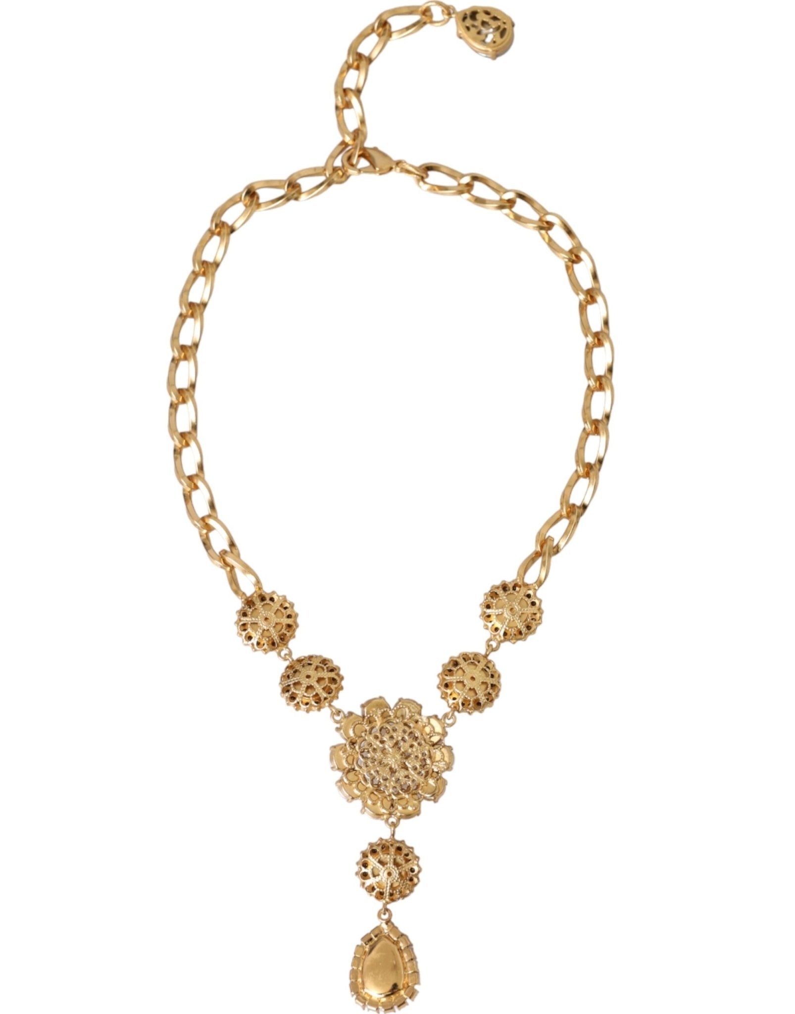 Dolce & Gabbana Gold Brass Crystal Purple Pink Pearl Pendants Necklace - Sandy Store ByNet