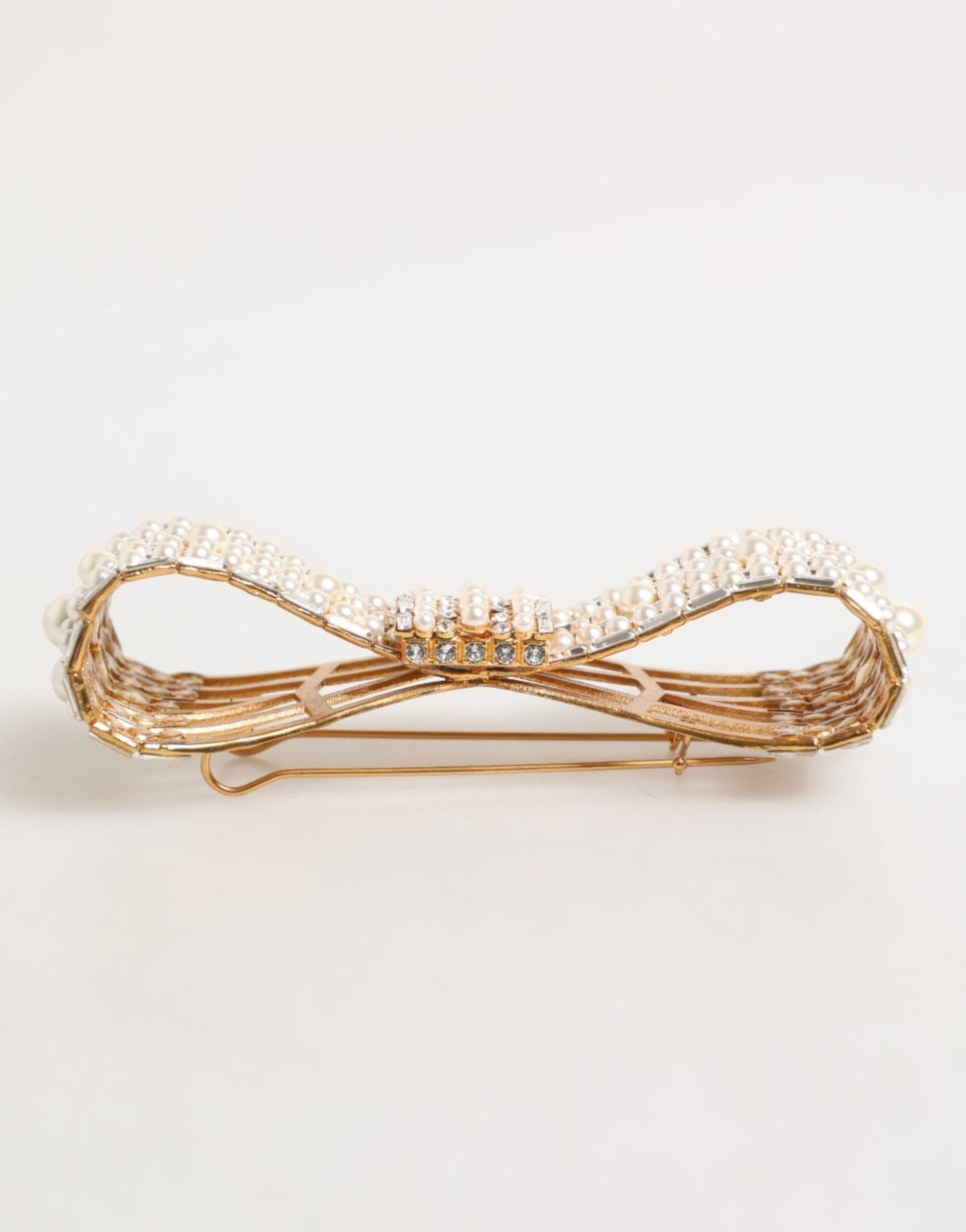 Dolce & Gabbana Gold Brass Glas Crystal Faux Pearl Embellished Brooch – par Dolce & Gabbana | Disponible sur Sandy Store ByNet