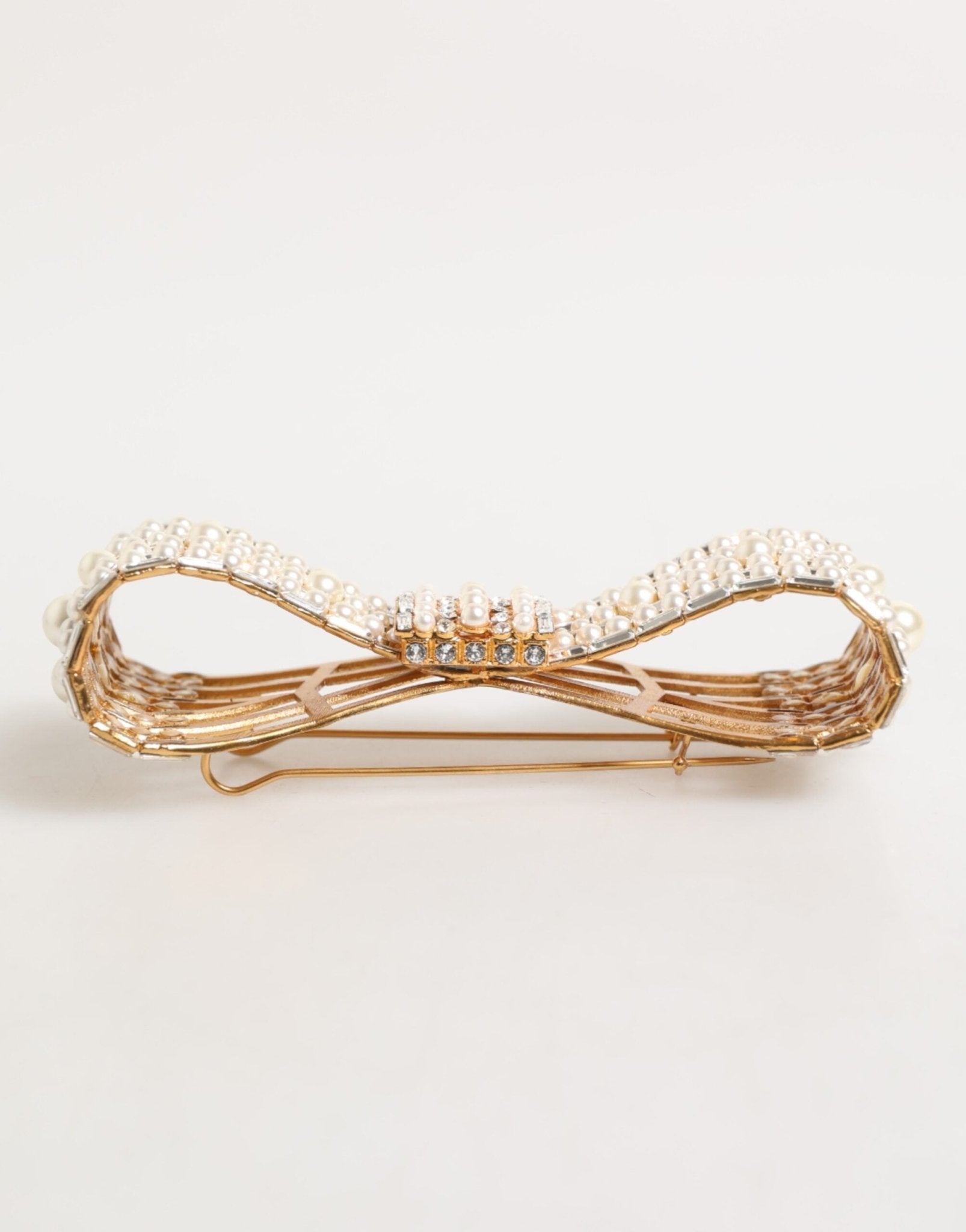 Dolce & Gabbana Gold Brass Glas Crystal Faux Pearl Embellished Brooch – par Dolce & Gabbana | Disponible sur Sandy Store ByNet