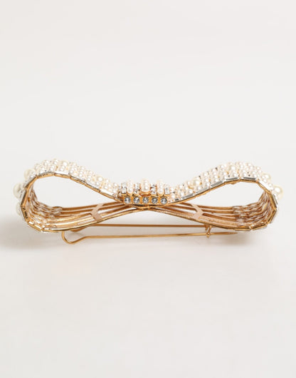 Dolce & Gabbana Gold Brass Glas Crystal Faux Pearl Embellished Brooch – par Dolce & Gabbana | Disponible sur Sandy Store ByNet