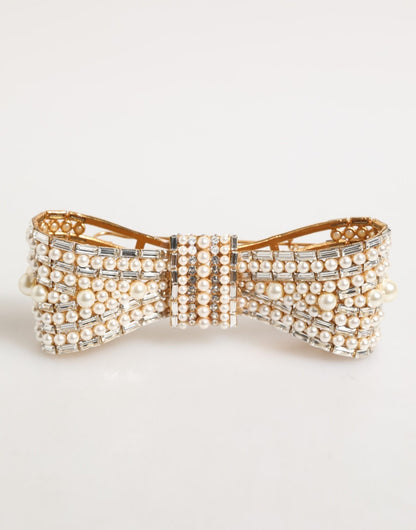 Dolce & Gabbana Gold Brass Glas Crystal Faux Pearl Embellished Brooch – par Dolce & Gabbana | Disponible sur Sandy Store ByNet