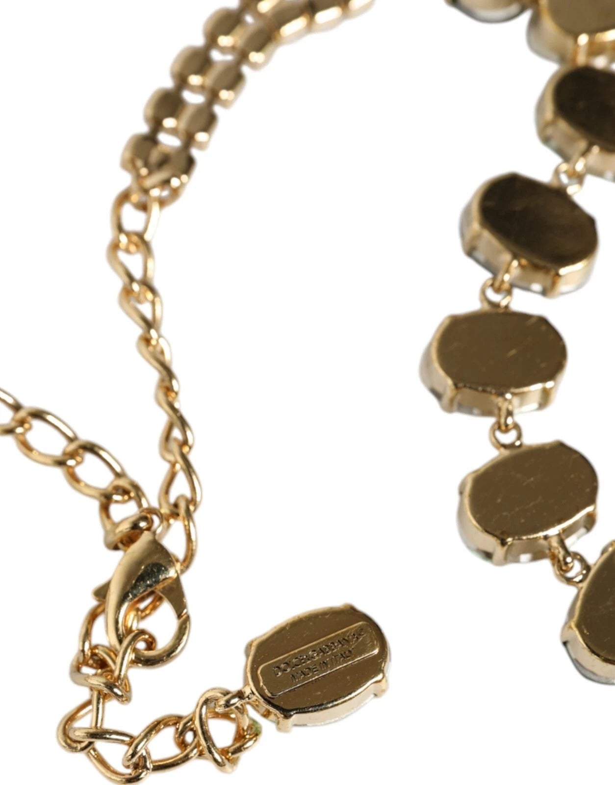 Dolce & Gabbana Gold Brass Link Chain Rose Petal Crystal Necklace – par Dolce & Gabbana | Disponible sur Sandy Store ByNet