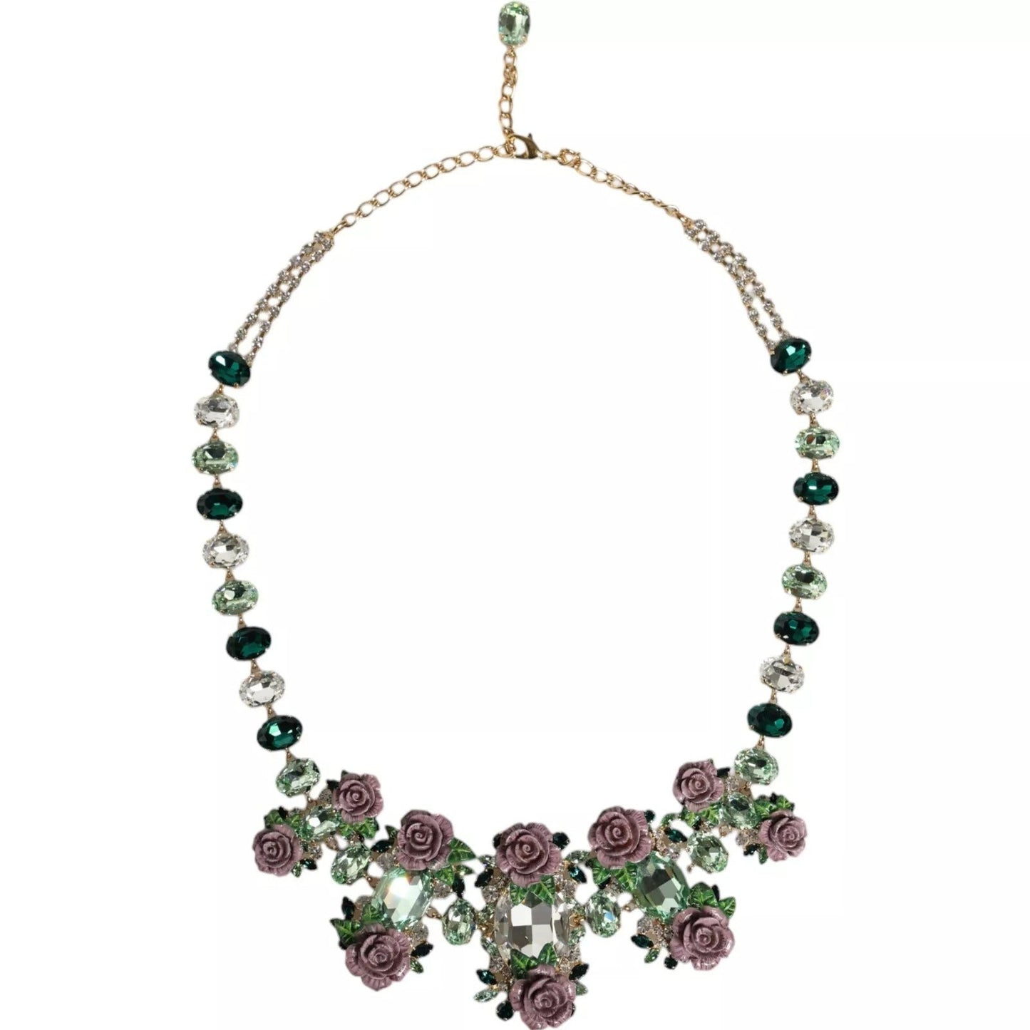 Dolce & Gabbana Gold Brass Link Chain Rose Petal Crystal Necklace – par Dolce & Gabbana | Disponible sur Sandy Store ByNet