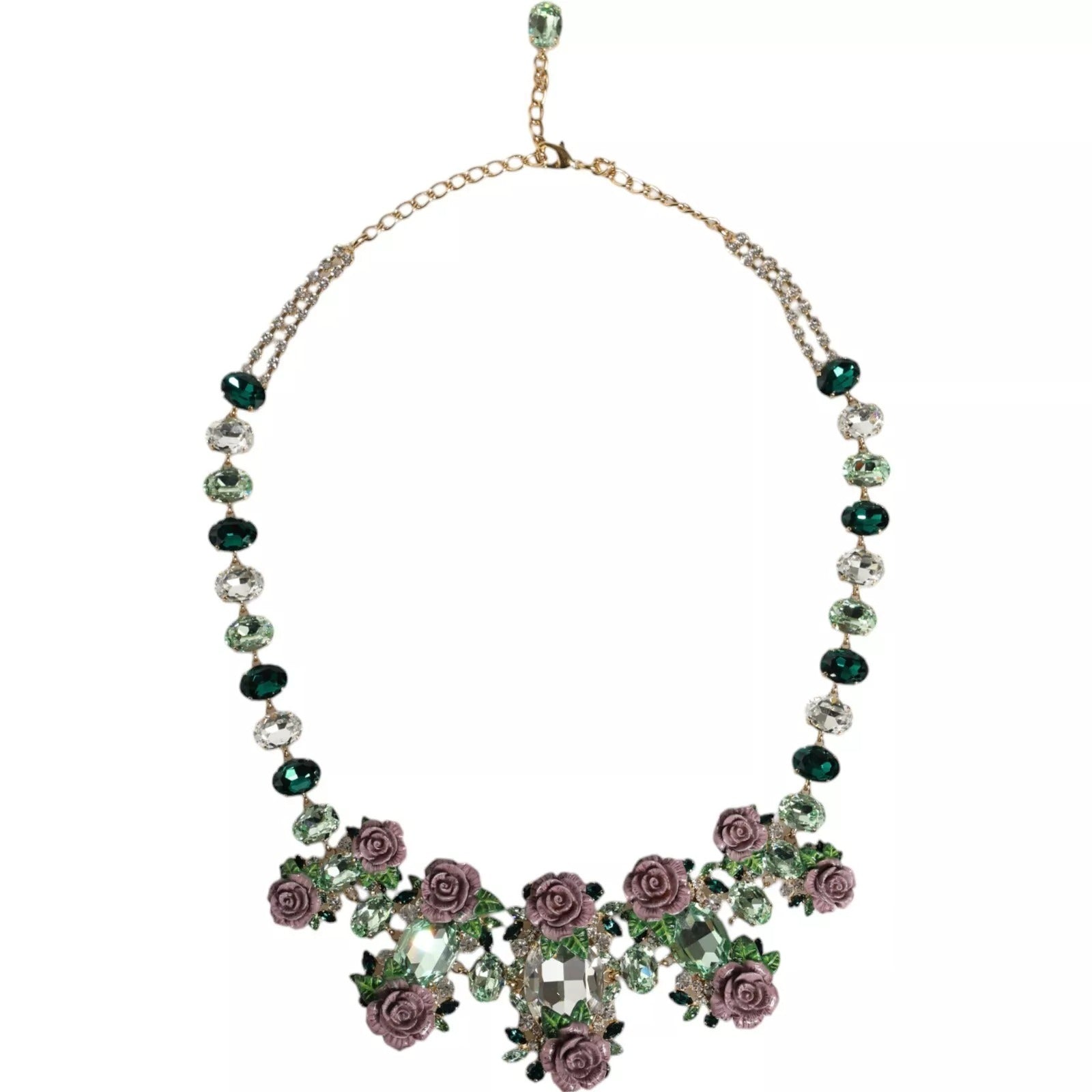 Dolce & Gabbana Gold Brass Link Chain Rose Petal Crystal Necklace – par Dolce & Gabbana | Disponible sur Sandy Store ByNet