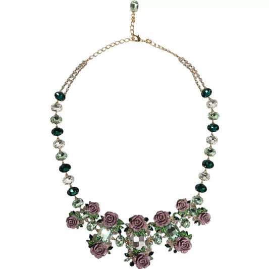 Dolce & Gabbana Gold Brass Link Chain Rose Petal Crystal Necklace – par Dolce & Gabbana | Disponible sur Sandy Store ByNet