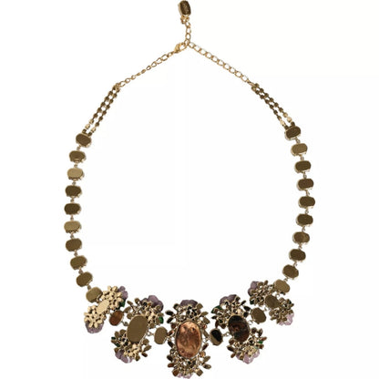Dolce & Gabbana Gold Brass Link Chain Rose Petal Crystal Necklace – par Dolce & Gabbana | Disponible sur Sandy Store ByNet