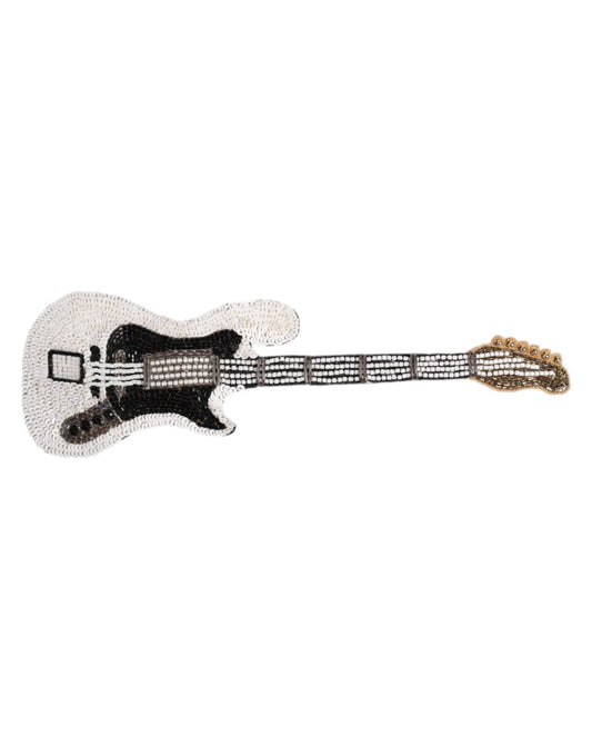 Dolce & Gabbana Gold Brass Logo Beaded Guitar Pin Brooch - Sandy Store ByNet