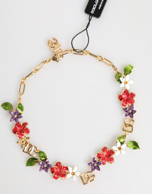Dolce & Gabbana Gold Brass Logo Detail Floral Fashion Jewelry Necklace – par Dolce & Gabbana | Disponible sur Sandy Store ByNet
