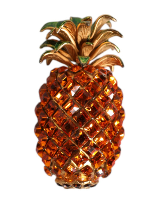 Dolce & Gabbana Gold Brass Pineapple Crystal Jewelry Brooch Pin - Sandy Store ByNet