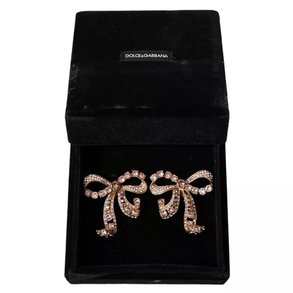 Dolce & Gabbana Gold Brass Pink Clear Crystal Bow Fiocchi Christmas - Sandy Store ByNet