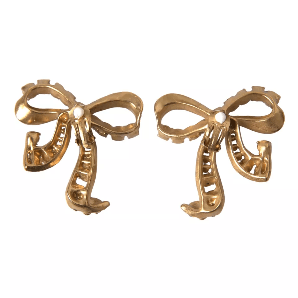Dolce & Gabbana Gold Brass Pink Clear Crystal Bow Fiocchi Christmas - Sandy Store ByNet