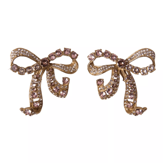 Dolce & Gabbana Gold Brass Pink Clear Crystal Bow Fiocchi Christmas - Sandy Store ByNet