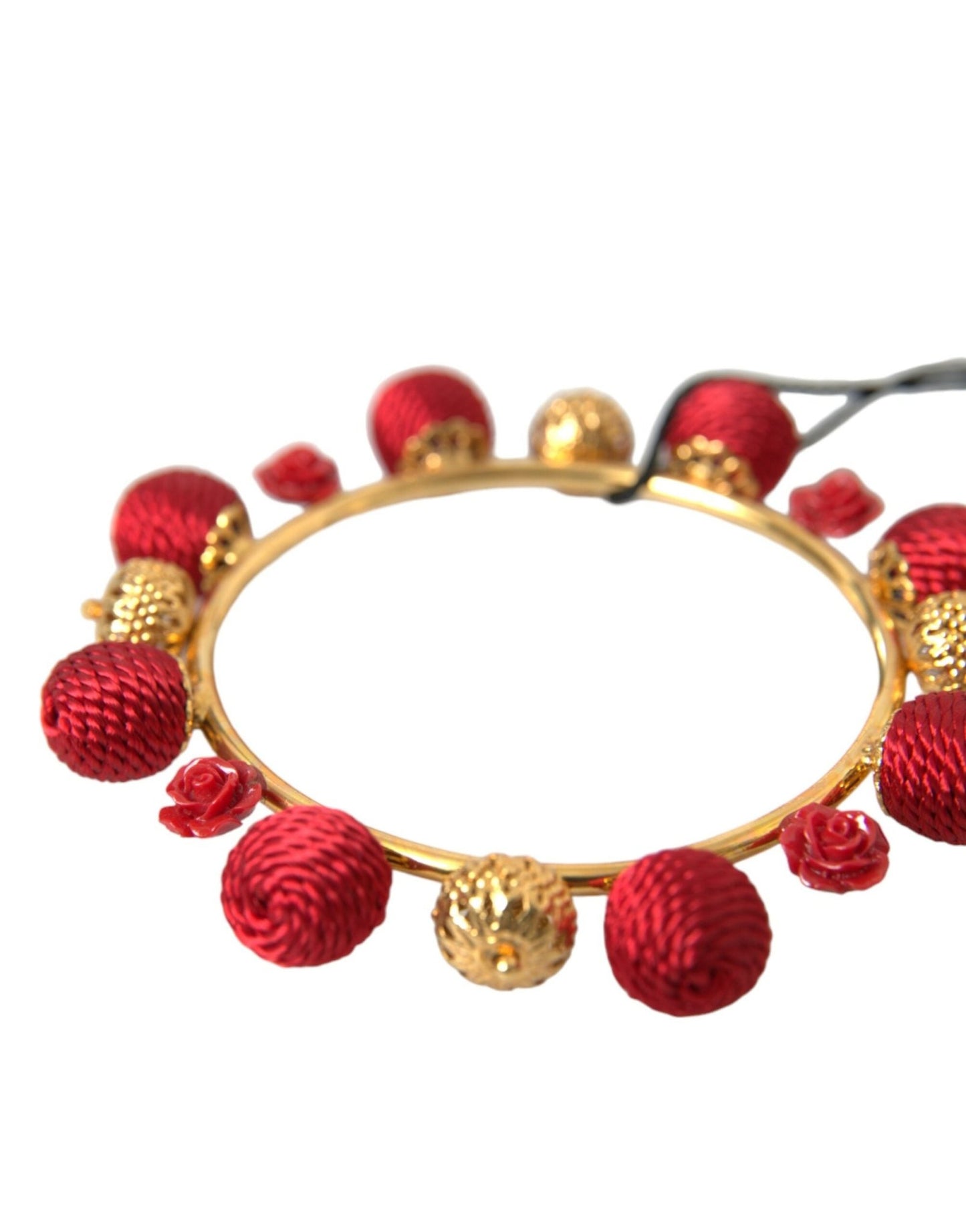 Dolce & Gabbana Gold Brass Red RUNWAY Sicilia Natale Roses Bracelet - Sandy Store ByNet