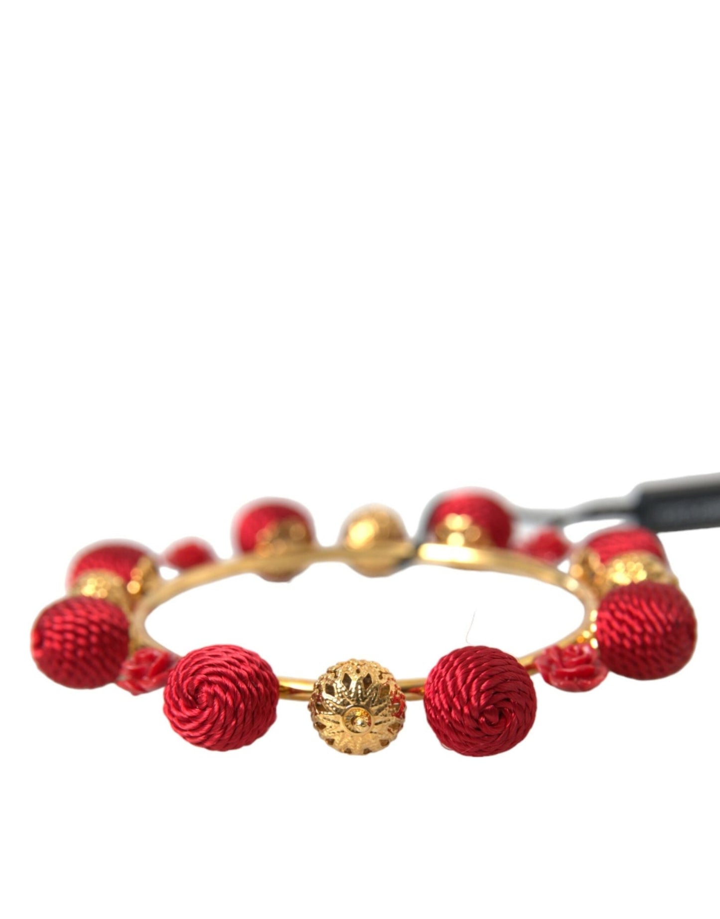 Dolce & Gabbana Gold Brass Red RUNWAY Sicilia Natale Roses Bracelet - Sandy Store ByNet