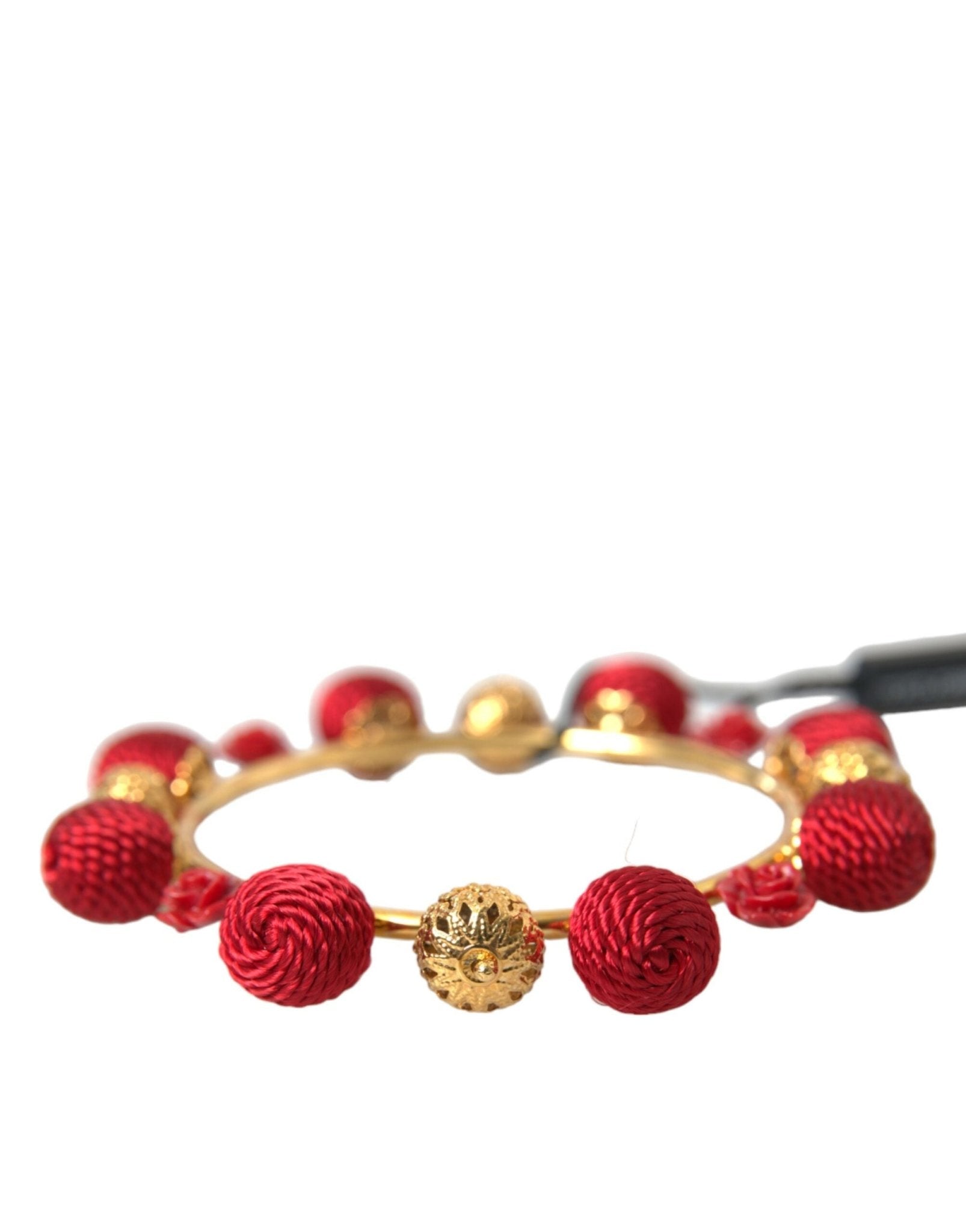 Dolce & Gabbana Gold Brass Red RUNWAY Sicilia Natale Roses Bracelet - Sandy Store ByNet