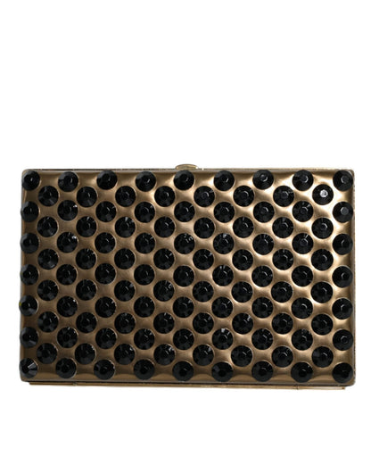 Dolce & Gabbana Gold Crystal Bifold Clutch Evening Party Women Purse Bag - Sandy Store ByNet